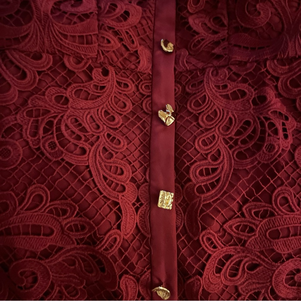 Self portrait lace burgundy dress us4 guipure stunning - Picture 2 of 5